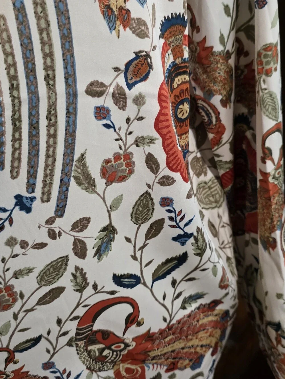 Rachel Zoe Button Down Peacock Print Blouse Cream Size L - Picture 7 of 11